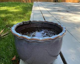 Glazed Ceramic Scalloped Rim Planter