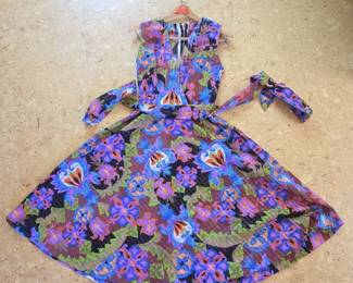 Vintage s Floral Print FauxWrap Dress