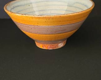 HandThrown Studio Pottery Chawan with Striped Glaze