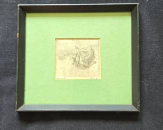Limited Edition Etching Immortal Riding a Mythical Bird by Hokusai