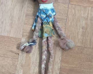 Vintage Handmade African American Folk Art Cloth Rag Doll