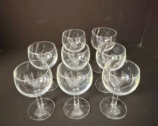 Vintage Clear Glass RoundBowl Wine Goblets