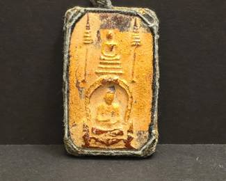 Thai Phra Somdej Amulet with Gold Leaf