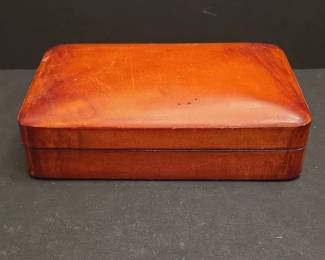 Vintage Italian Leather Jewelry Box with Bow and Arrow Motif