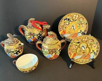 Antique Nippon HandPainted Arhats Porcelain Tea Set
