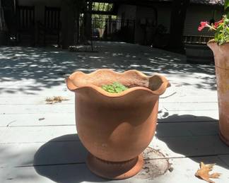 Antique Italian Terracotta Scalloped Rim Garden Planter