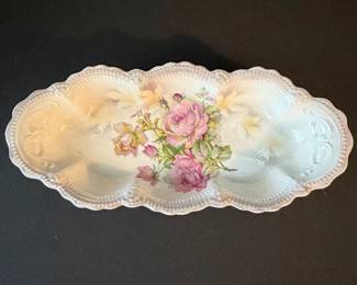 Leuchtenburg Germany Porcelain Floral Celery Dish