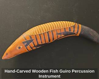HandCarved Wooden Fish Guiro Percussion Instrument