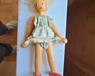 Vintage Polish Folk Art Wooden Peg Doll