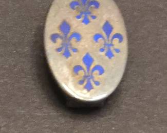 Vintage Sterling Silver and Blue Enamel FleurdeLis Money Clip