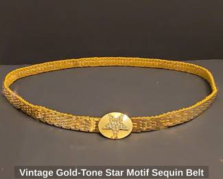 Vintage GoldTone Star Motif Sequin Belt