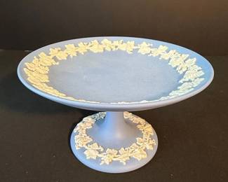 Vintage Wedgwood Blue Jasperware Pedestal Compote or Candy Dish