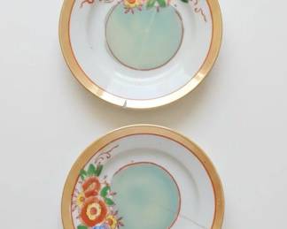 Vintage Japanese Lusterware Floral Plates