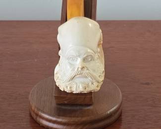 Vintage Figural Bearded Man Block Meerschaum Pipe