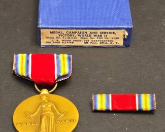 United States World War II Victory Medal Set with Original Box by J. R. Wood Products Corporation