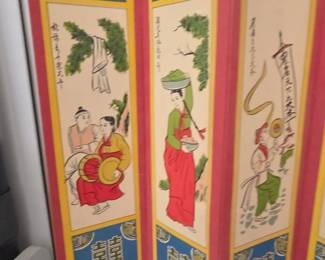 Vintage Korean Miniature Folding Screen with Pungsokhwa Paintings second image