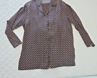 Victorias Secret FleurdeLis Print Silk Pajama Shirt
