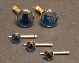 Swank Blue Glass Tuxedo Stud Set