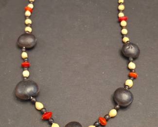 Vintage Tropical Seed and Bean Necklace with Sea Beans and Lucky Beans