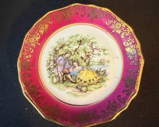 Limoges France Fragonard Courting Couple Miniature Decorative Plates second image