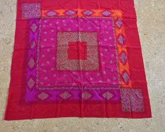 Vintage Abstract Geometric Print Silk Scarf