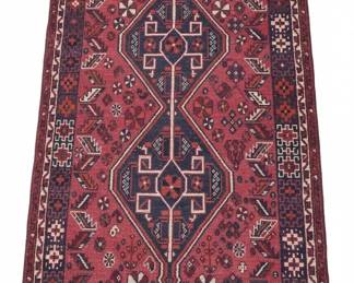 Vintage HandKnotted Geometric Wool Rug Shiraz Design