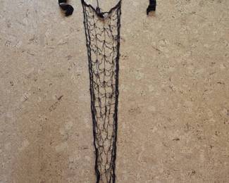 Vintage Black Beaded Crochet Net Scarf Necklace