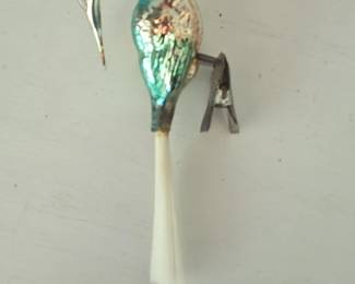 Vintage Mercury Glass Crane Christmas Ornament