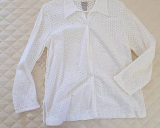 Sigrid Olsen Sport White Eyelet ButtonDown Shirt