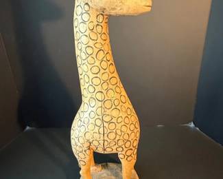 Vintage Hand Carved Wooden Giraffe Figurine