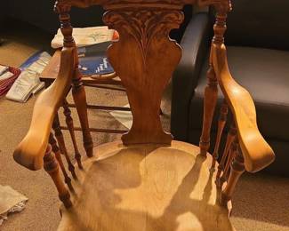 Victorian Eastlake Style Carved Oak Rocking Chair