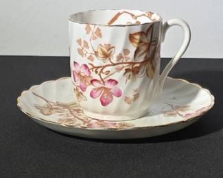 Vintage Floral Porcelain Teacup and Saucer