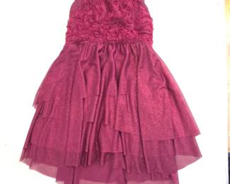 Weissman Burgundy Tiered Ruffle Halter Dance Costume Dress