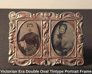Victorian Era Double Oval Tintype Portrait Frame