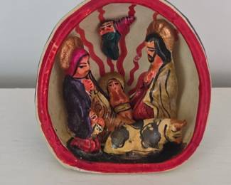 Peruvian Folk Art Gourd Nativity