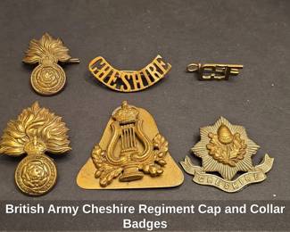 British Army Cheshire Regiment Cap and Collar Badges
