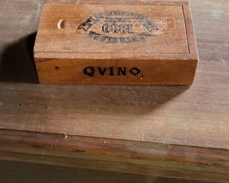 Vintage Peoples Drug Stores QVINO SlidingLid Wooden Box