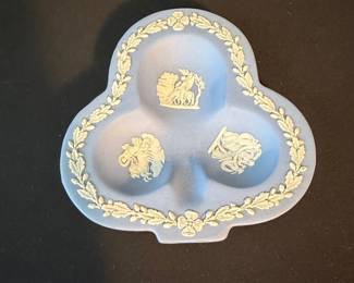 Wedgwood Blue Jasperware CloverShaped Trinket Dish