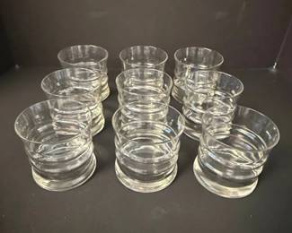 Vintage Horizontal Ribbed Glass Tumblers Set of