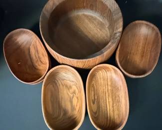 Vintage Teak Salad Bowl Set Goodwood Thailand