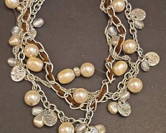 Chicos MultiStrand Faux Pearl and Charm Necklace