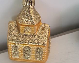 Vintage Inge Glas Gold Glitter Church Christmas Ornament