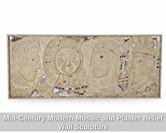 MidCentury Modern Mosaic and Plaster Relief Wall Sculpture