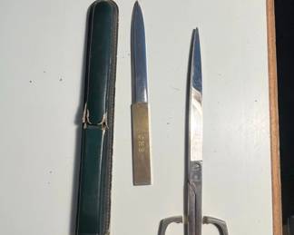 Vintage Solingen Scissors and Letter Opener Desk Set