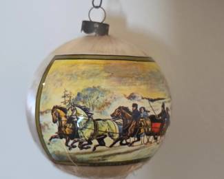 Currier Ives The Sleigh Race Satin Ball Christmas Ornament