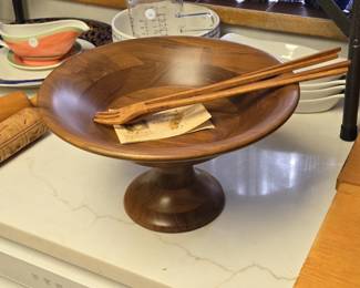 Vintage Mount Vernon Souvenir Black Walnut Pedestal Bowl