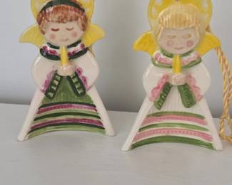Vintage Ceramic Angel Ornaments with Candles