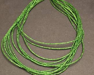 MultiStrand Green Gemstone Beaded Necklace