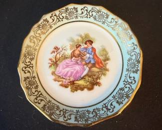 Limoges France Fragonard Courting Couple Miniature Decorative Plates