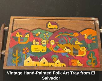 Vintage HandPainted Folk Art Tray from El Salvador